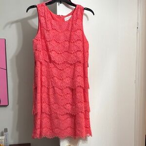 Elegant Coral Lace Dress